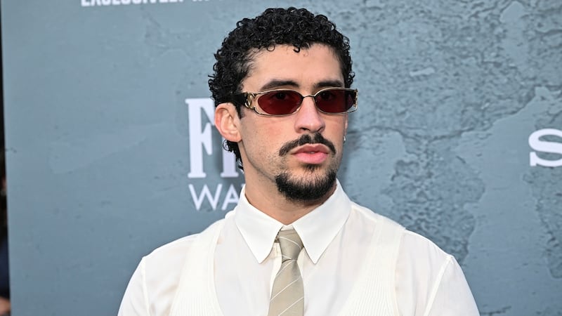 Benito Antonio Martinez Ocasio (aka Bad Bunny) attends the premiere of "Caught Stealing" at...