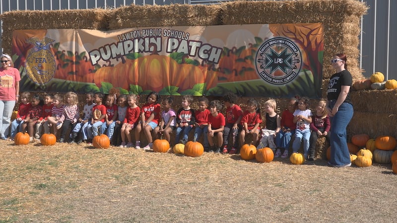 LPS elementary students gather with the Lawton FFA for the second annual pumpkin patch at the...