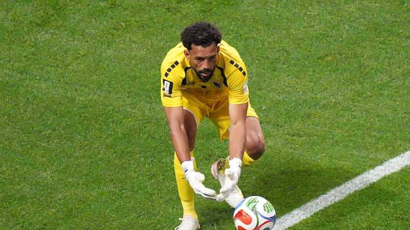 Cape Verde goalkeeper Vozinha (1) makes a save during the World Cup Group H soccer match...