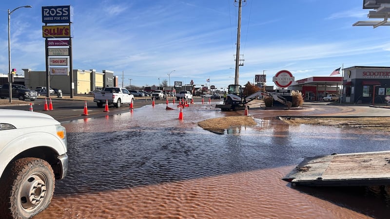 Parts of the roadway on Gore Boulevard are flooded due to a water main break.