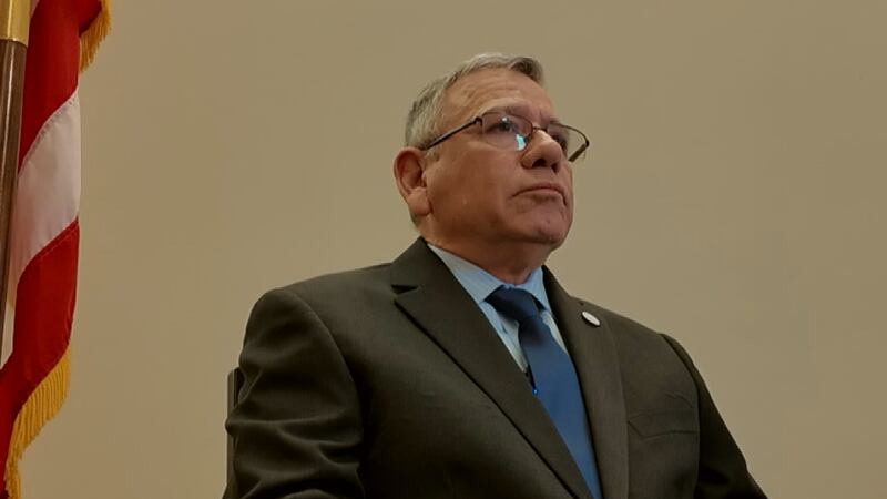 Police Chief Manuel Borrego being interviewed.