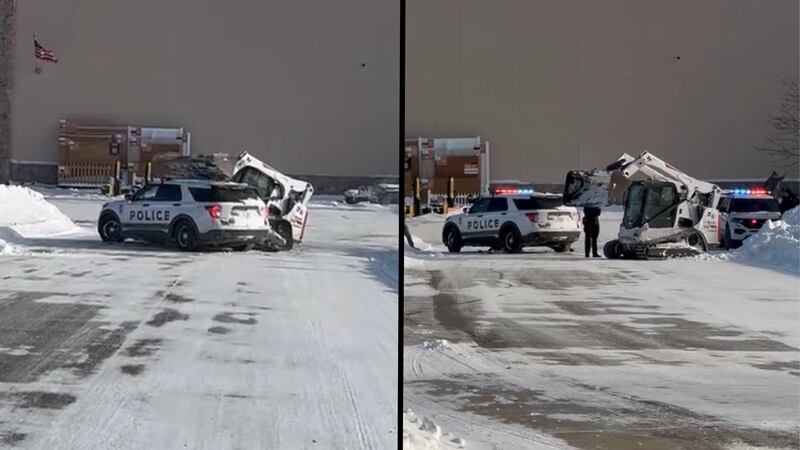Police said the officer got out of his vehicle and demanded Peyrot to get out of the Bobcat,...