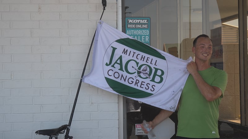 Candidate for Oklahoma’s 4th congressional district visits Lawton during 14-county bicycle tour