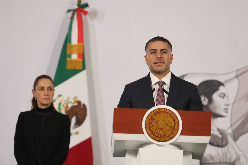 El secretario de Seguridad y Protección Ciudadana de México, Omar García Harfuch, habla...